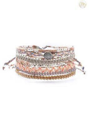 Handmade Beaded Stackable Bracelets Set of 6 Boho Strand